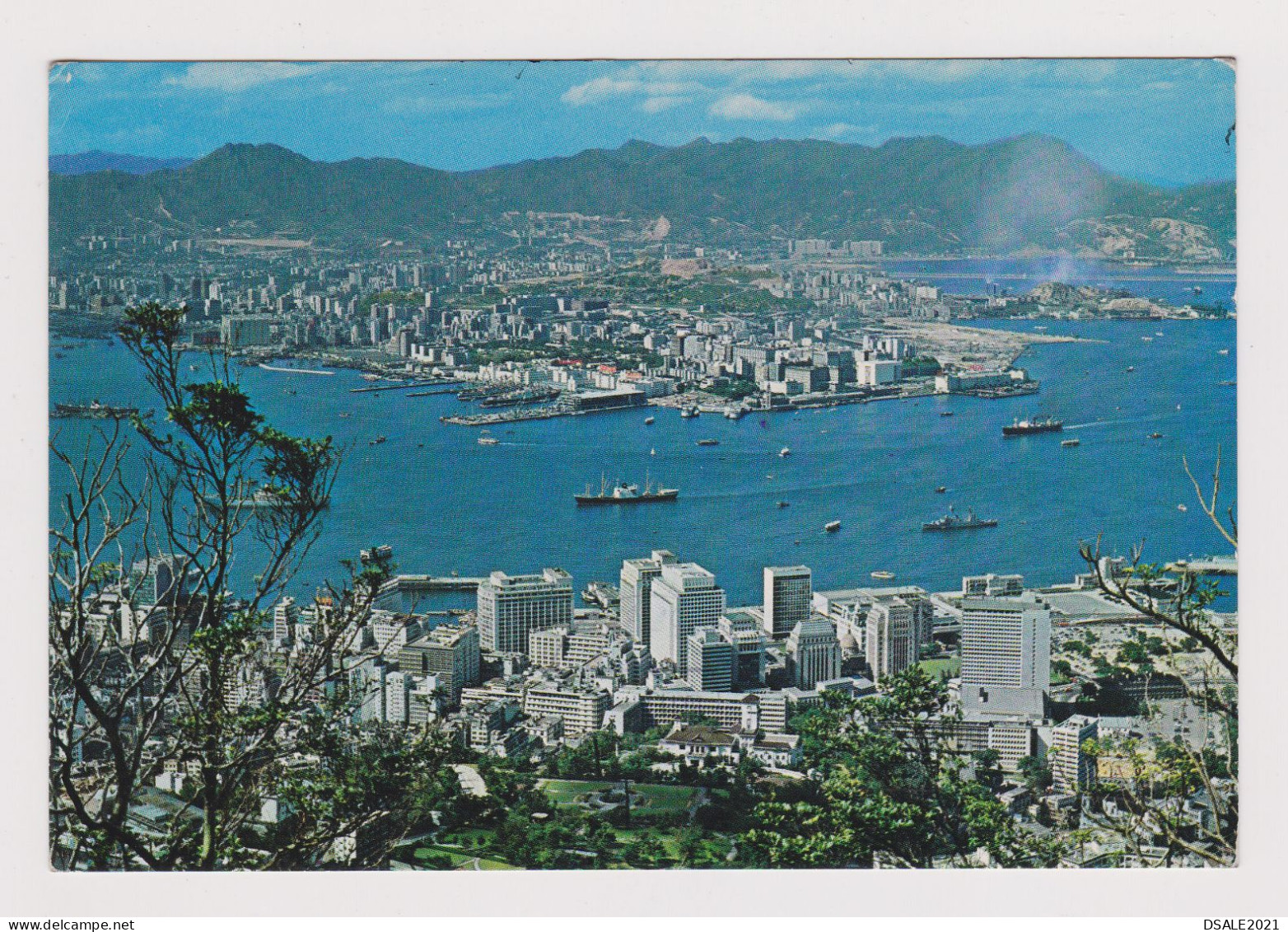 HONG KONG General View, Vintage 1970s Photo Postcard RPPc With Topic Stamp 65c. Flowers Sent To Bulgaria (649) - Briefe U. Dokumente