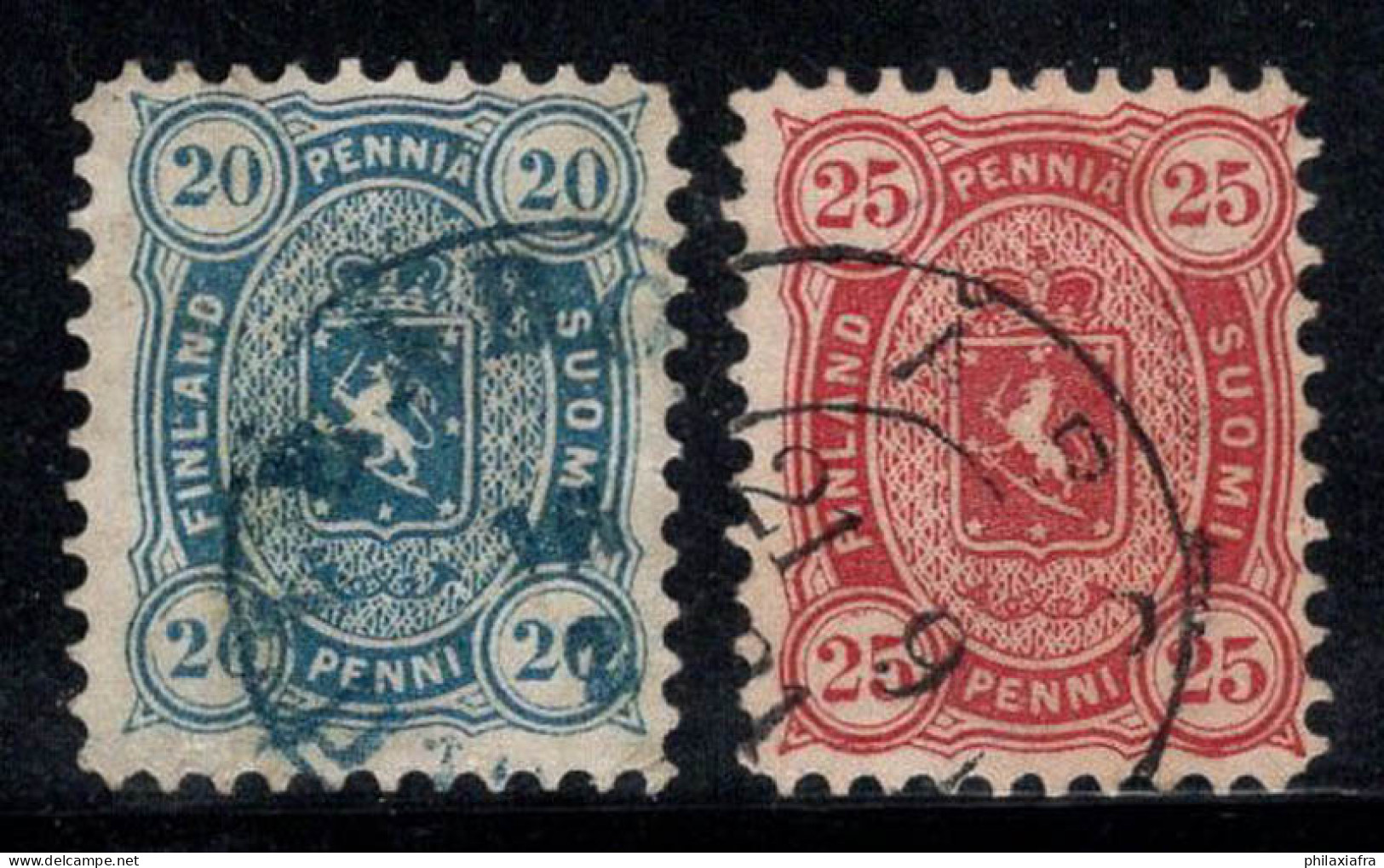 Finlande 1875 Mi. 16 A-17 A Oblitéré 100% 20, 25 P, Armoiries - Usati