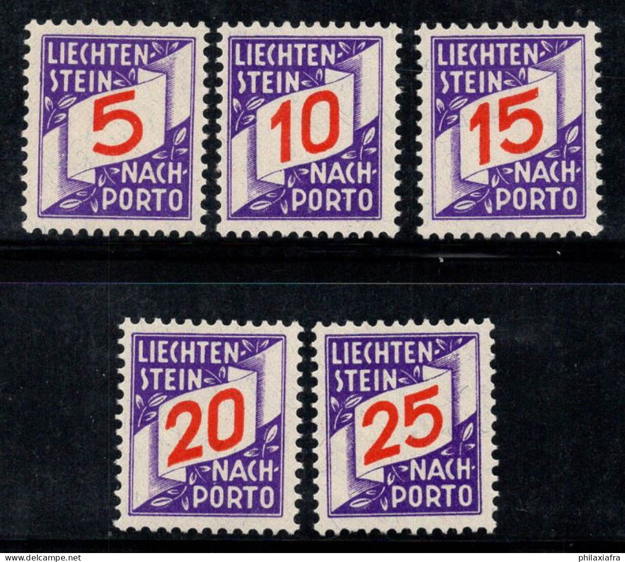 Liechtenstein 1928 Mi. 13-17 Neuf ** 100% Timbre-taxe - Postage Due