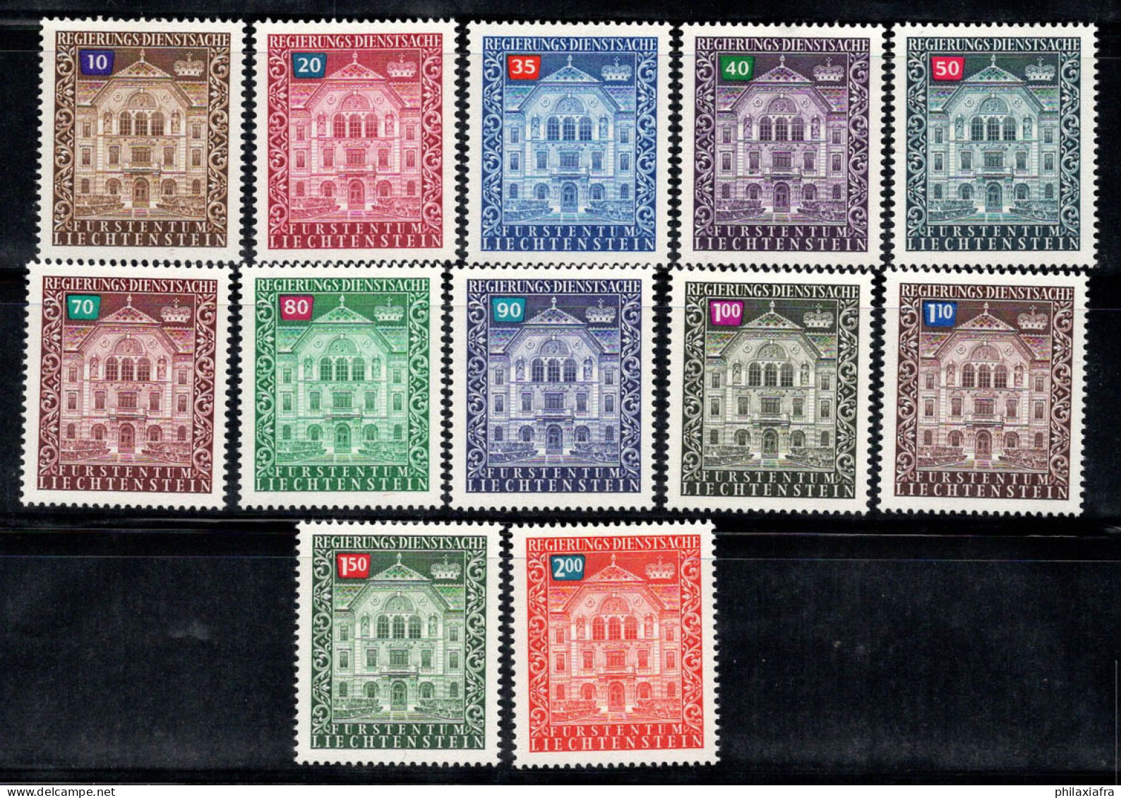 Liechtenstein 1976 Mi. 57-68 Neuf ** 80% Service Édifice Gouvernemental - Dienstzegels