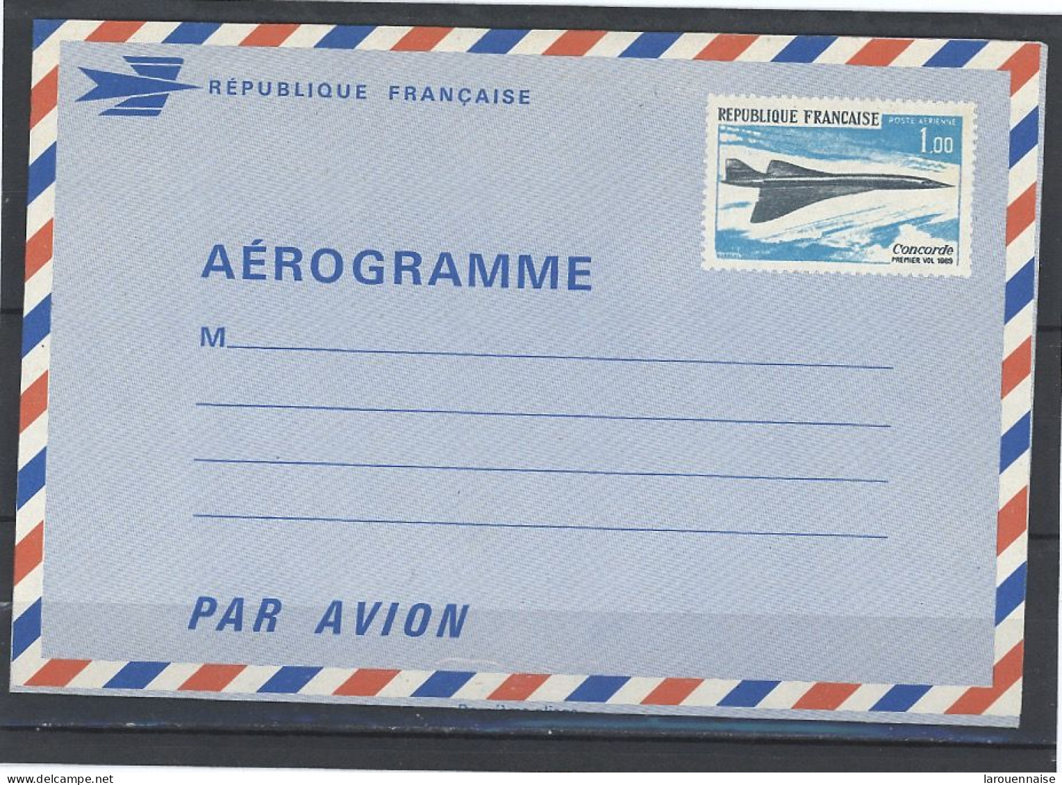 AEROGRAMME -N°1001 -AER -CONCORDE 1F - Aerogramme