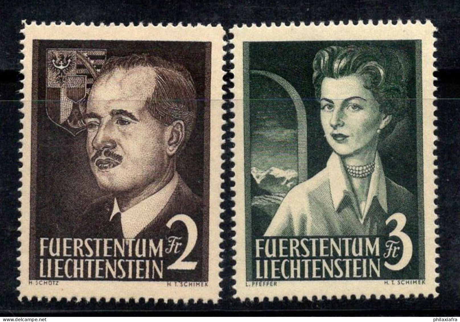 Liechtenstein 1955 Mi. 332-333 Neuf ** 100% Couple Princier, Célébrités - Ungebraucht