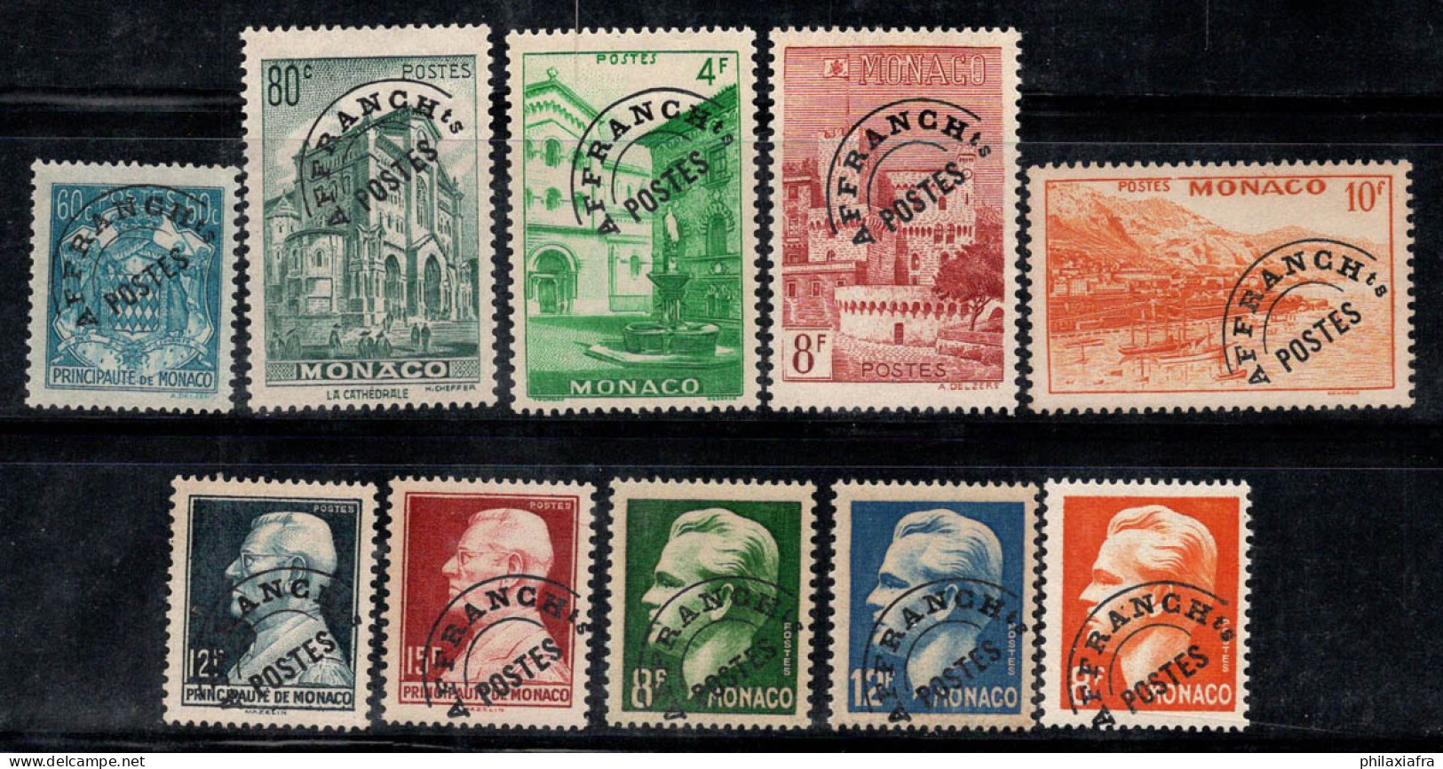 Monaco 1943 Yv. 1-10 Neuf ** 80% Preoblitérés - VorausGebrauchte