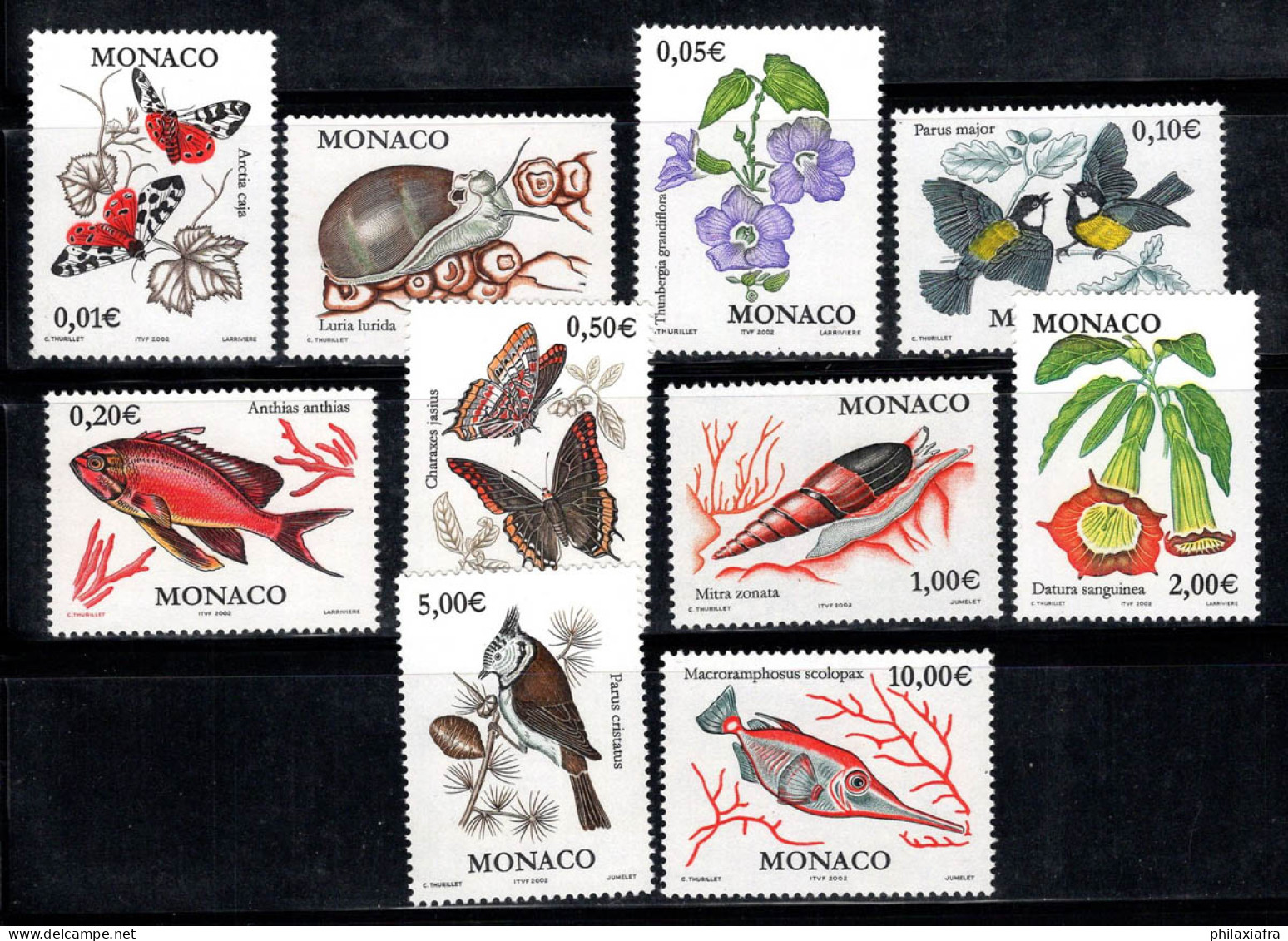 Monaco 2002 Mi. 2573-2582 Neuf ** 100% Faune, Flore, Oiseaux, Poissons, Papillons - Sonstige & Ohne Zuordnung