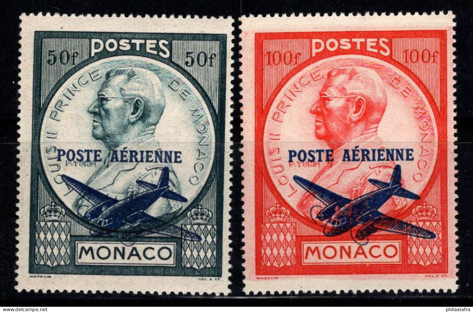 Monaco 1946 Mi. 315-316 Neuf ** 100% Poste Aérienne Surimprimé - Poste Aérienne