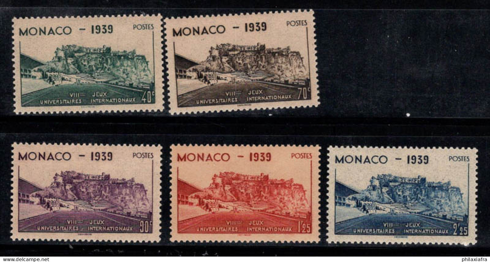 Monaco 1939 Mi. 200-204 Neuf ** 80% Université, Paysage - Autres & Non Classés