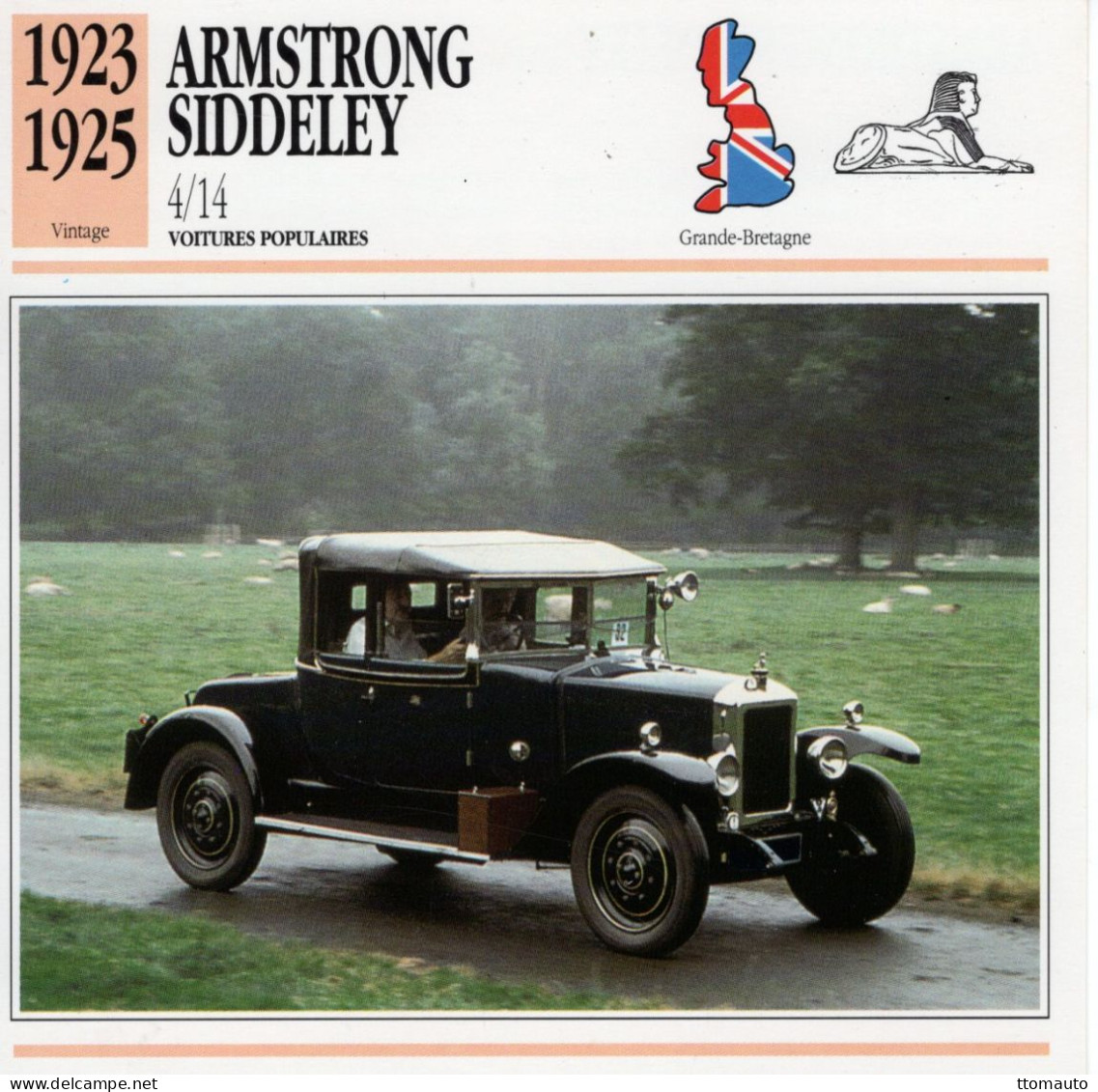 Armstrong-Siddeley 4/14  -  1924  - Voiture Populaire -  Fiche Technique Automobile (GB) - Coches