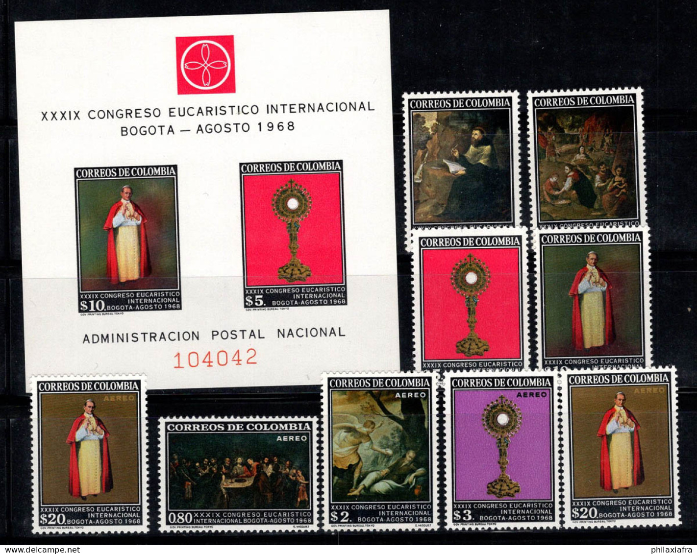 Colombie 1968 Mi. Bl. 29, 1125- Bloc Feuillet 100% Neuf ** Congrès Eucharistique - Colombia