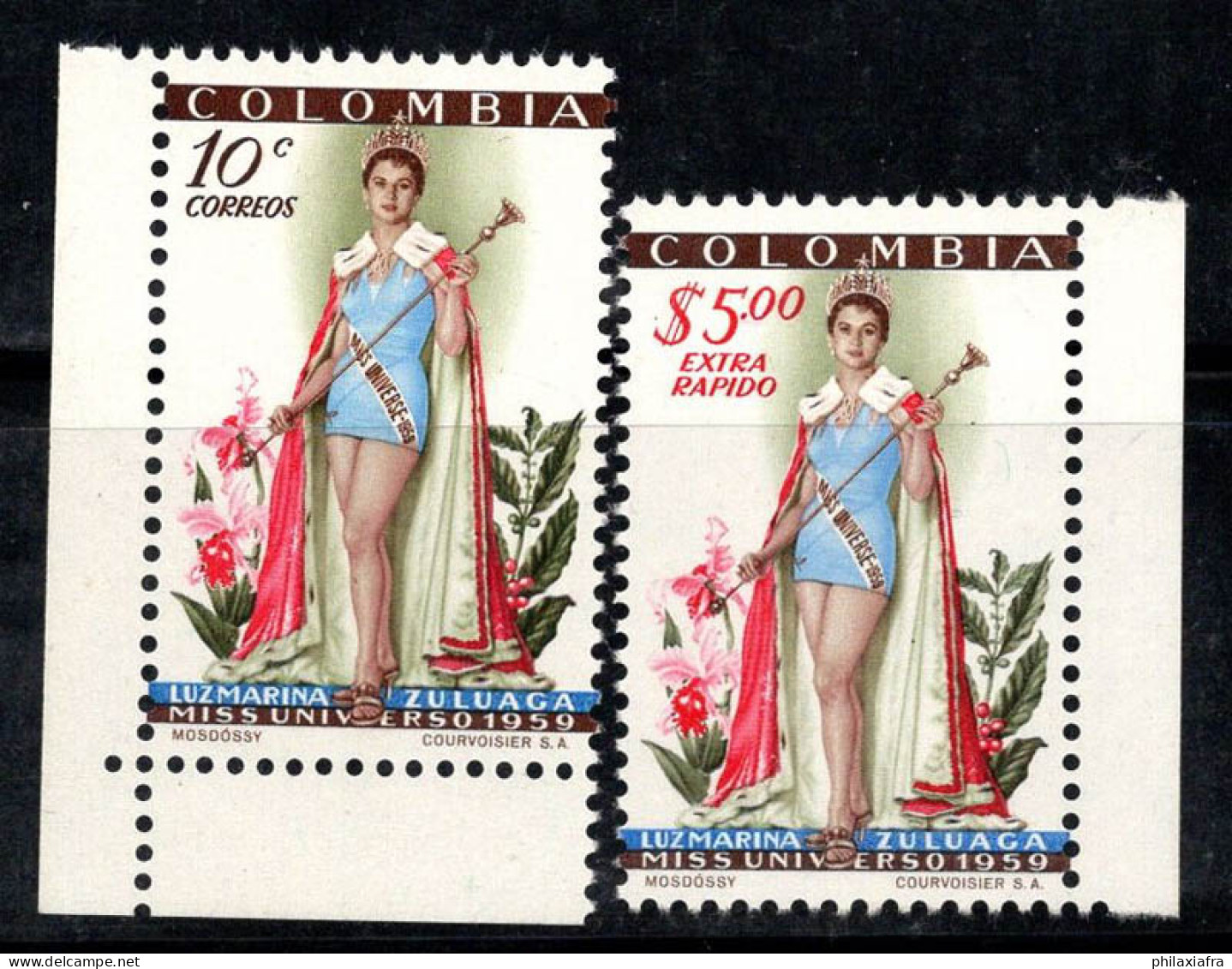 Colombie 1959 Mi. 849, 851 Neuf ** 100% Exprés Miss Univers - Colombia