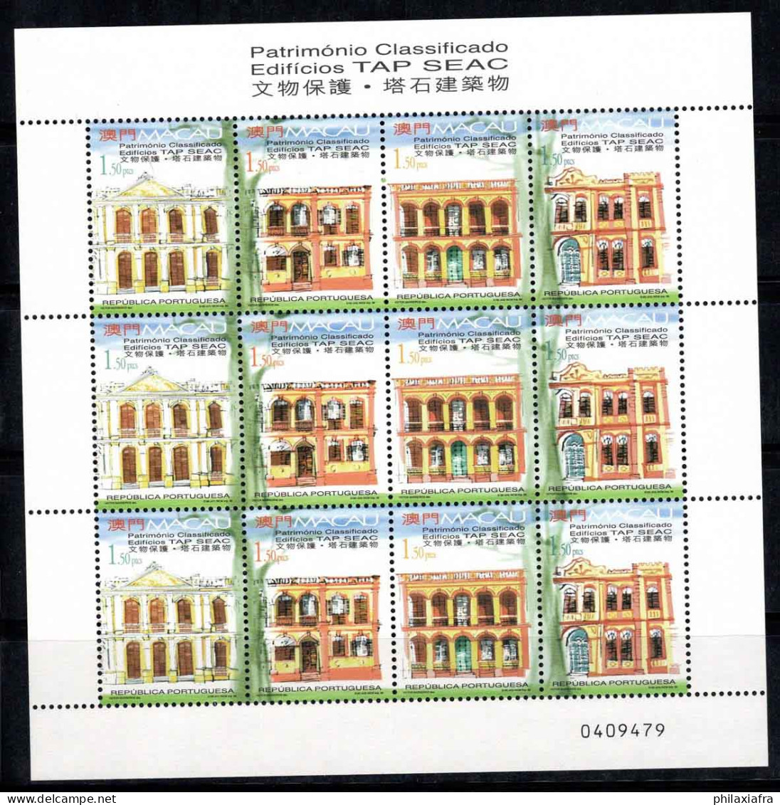 Macao 1999 Mi. 1037-1040 Bloc Feuillet 100% Neuf ** Monuments, Bâtiments - Blocks & Sheetlets