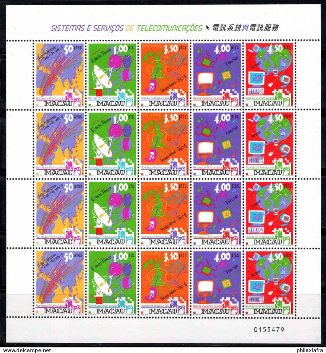 Macao 1999 Mi. 1021-1025 Mini Feuille 100% Neuf ** Télécommunication - Blocchi & Foglietti