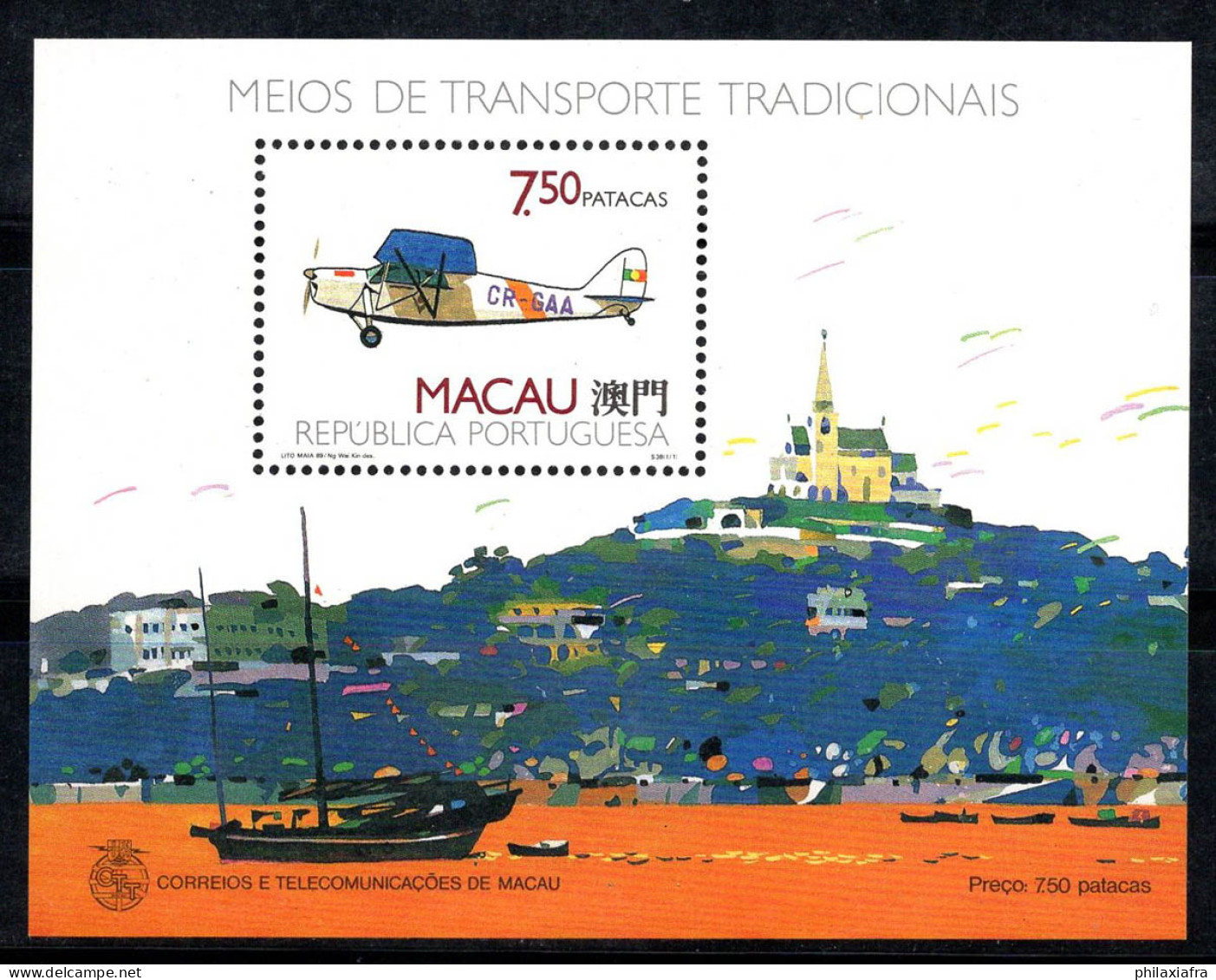 Macao 1989 Mi. Bl. 11 Bloc Feuillet 100% Neuf ** 7.50 P, AVION - Hojas Bloque