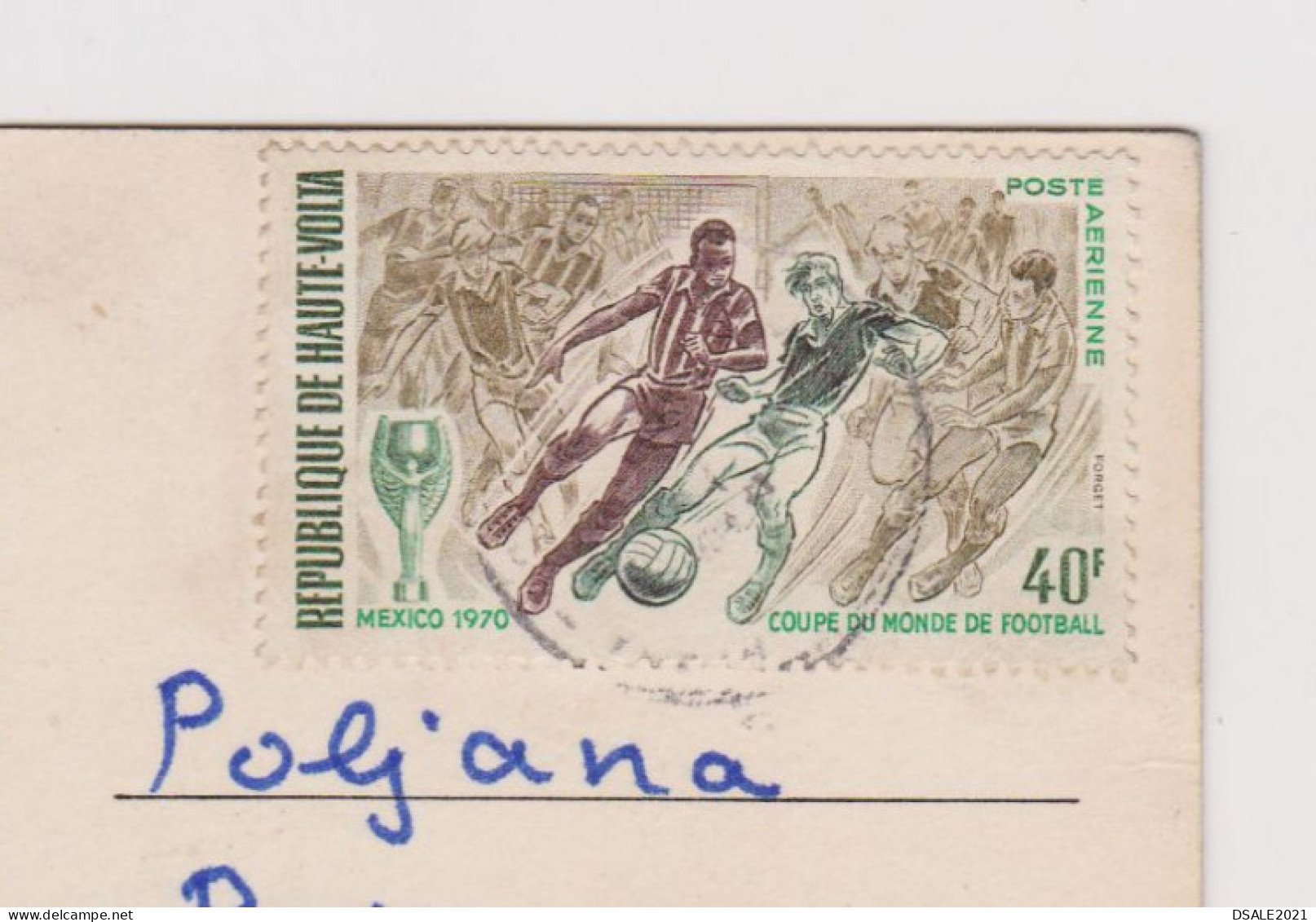 République De Haute-Volta, Republic Of Upper Volta Village Scene, RPPc W/Topic Stamp SOCCER MEXICO 1970s To Bulgaria 670 - Haute-Volta (1958-1984)