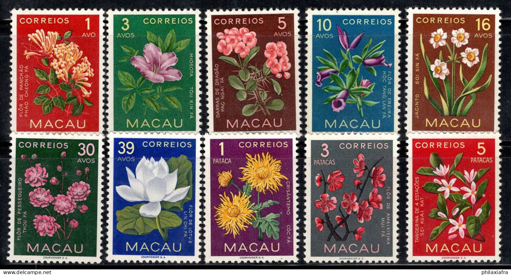 Macao 1953 Mi. 394-403 Neuf * MH 100% Fleurs, Flore - Ungebraucht