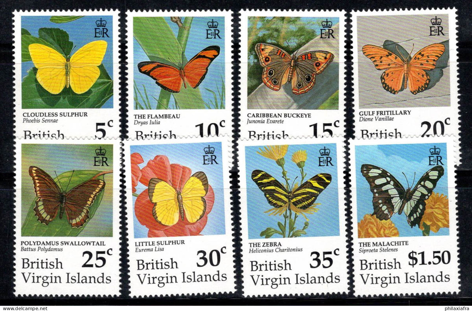 Îles Vierges Britanniques 1991 Mi. 729-736 Neuf ** 100% Papillons - Iles Vièrges Britanniques