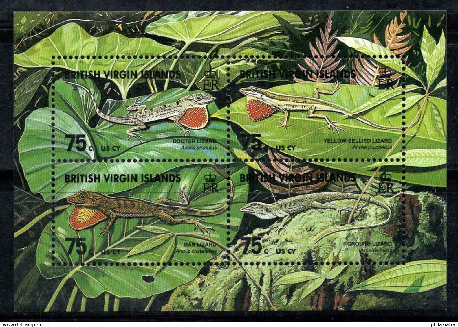 Îles Vierges Britanniques 1999 Mi. Bl. 97 Bloc Feuillet 100% Neuf ** Reptiles - Iles Vièrges Britanniques