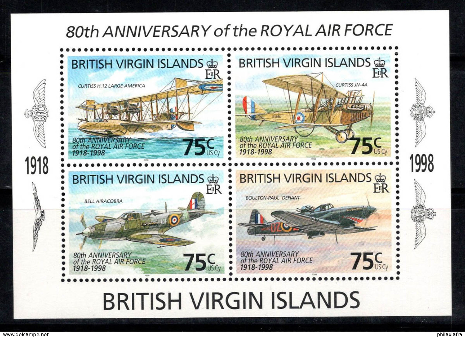 Îles Vierges Britanniques 1998 Mi. Bl. 94 Bloc Feuillet 100% Neuf ** Aéronef - British Virgin Islands