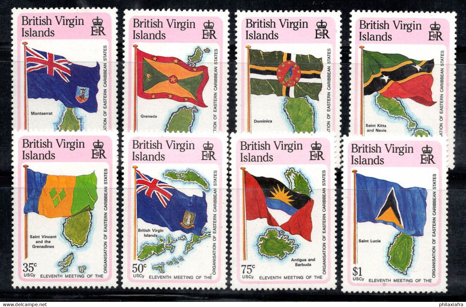 Îles Vierges Britanniques 1987 Mi. 590-597 Neuf ** 100% Drapeaux - British Virgin Islands