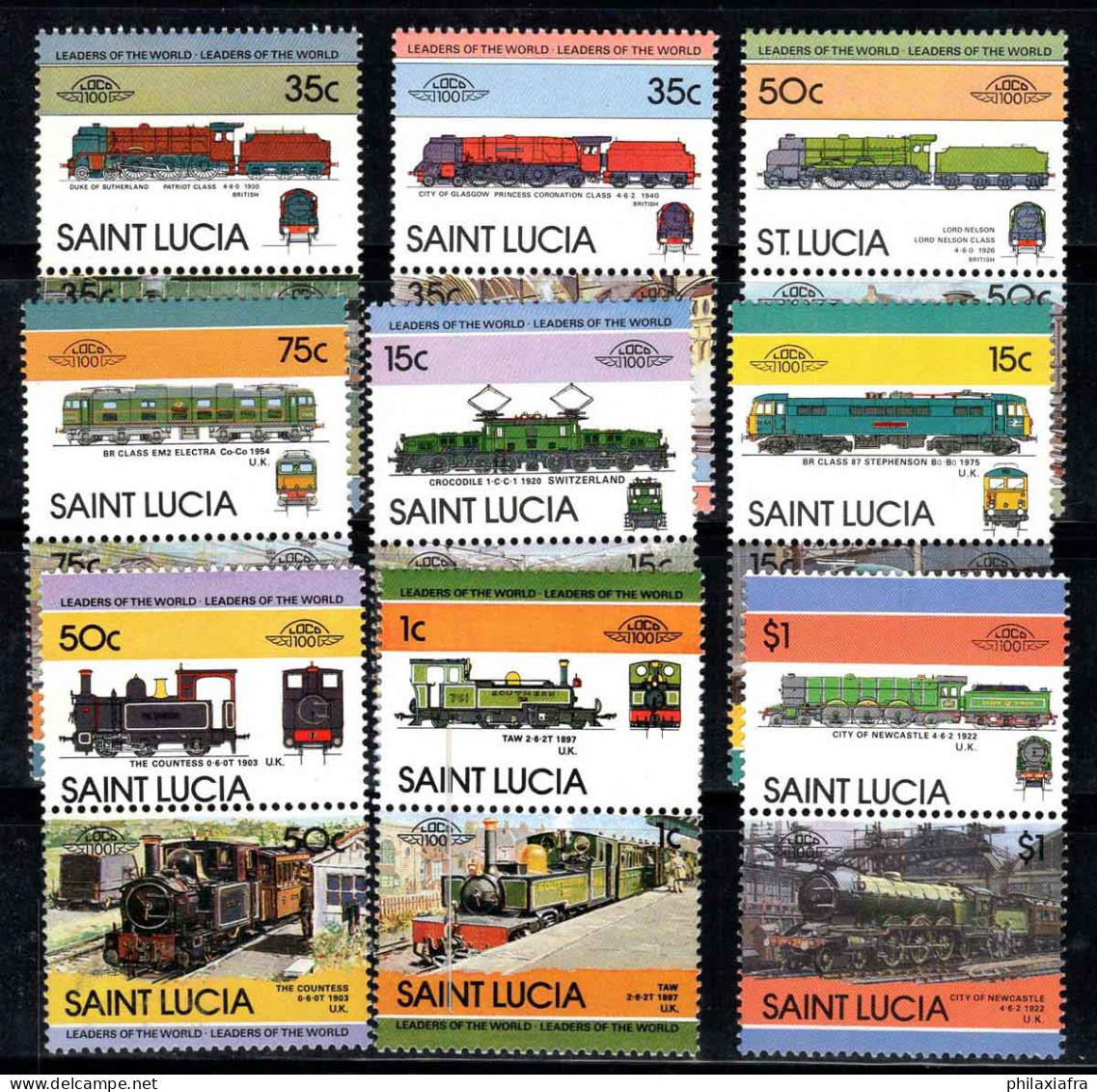 Sainte-Lucie 1983-86 Neuf ** 100% Locomotives, Trains - St.Lucia (1979-...)