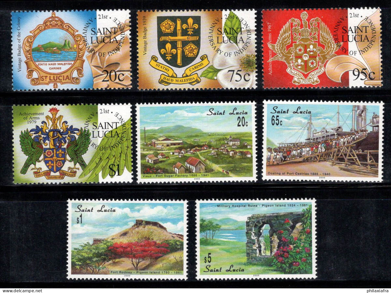 Sainte-Lucie 2000 Mi. 1123-1130 Neuf ** 100% Indépendance, Paysages - St.Lucia (1979-...)