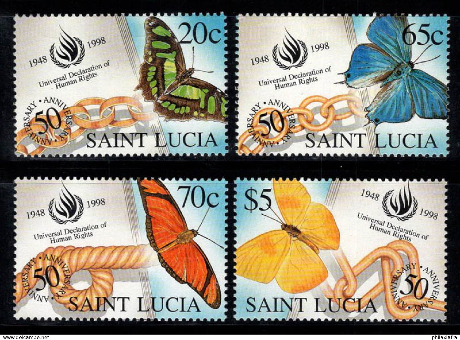 Sainte-Lucie 1998 Mi. 1101-1104 Neuf ** 100% Papillons - St.Lucie (1979-...)