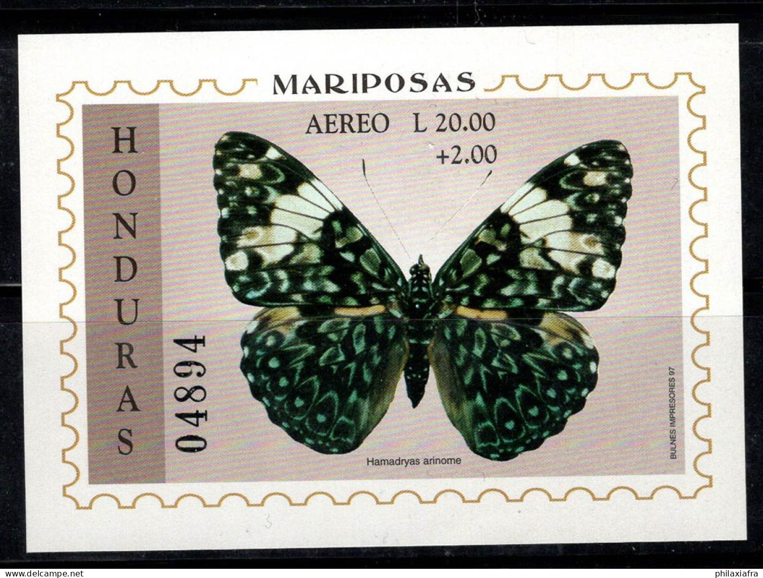 Honduras 1997 Mi. Bl. 58 Bloc Feuillet 100% Poste Aérienne Poste Aérienne 20 L, Papillons - Honduras