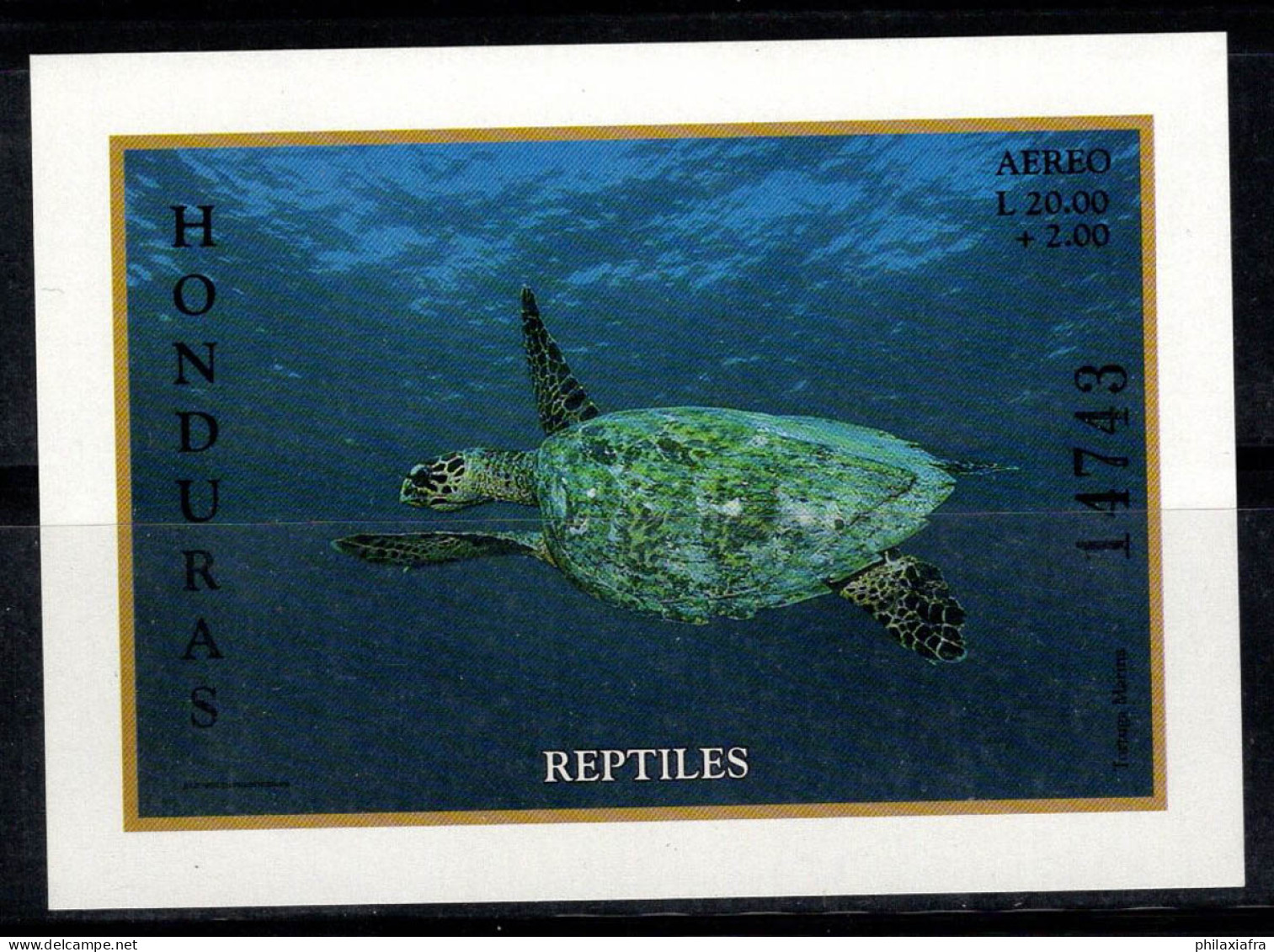 Honduras 1998 Mi. Bl. 63 Bloc Feuillet 100% Neuf ** Poste Aérienne 20 L, Tortue De Mer - Honduras