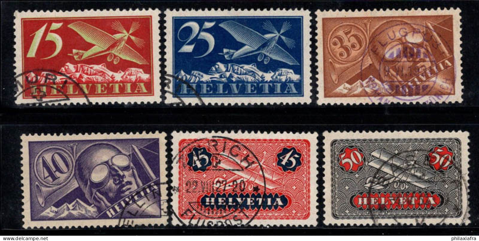 Suisse 1923 Mi. 179-184 Oblitéré 100% Poste Aérienne Signé BPP, 35 C, 40 C - Used Stamps