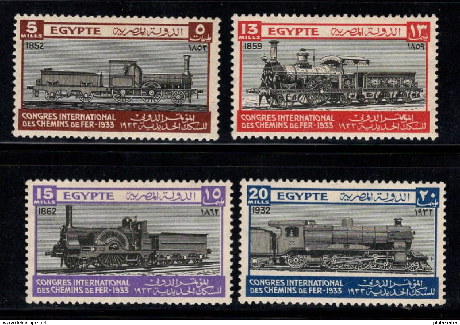 Égypte 1933 Mi. 160-163 Neuf * MH 80% Trains, Chemins De Fer - Nuevos