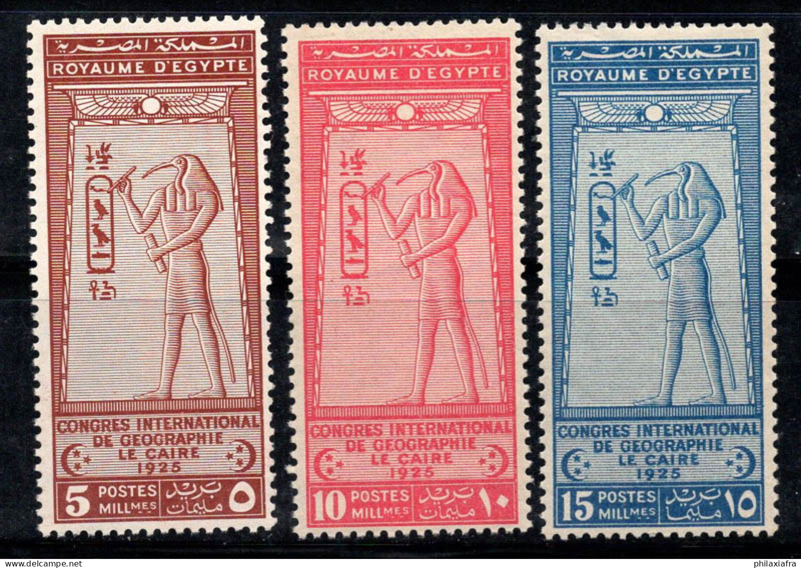 Égypte 1925 Mi. 94-96 Neuf ** 100% Congrès Du Caire, Dieu Thot, Art - Unused Stamps