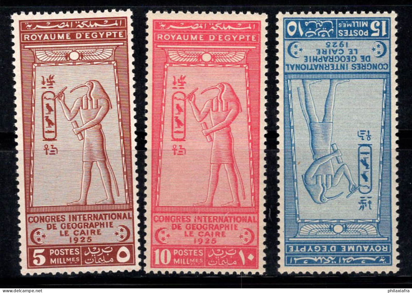 Égypte 1925 Mi. 94-96 Neuf ** 100% Congrès Le Caire, Dieu Thot, Culture - Unused Stamps