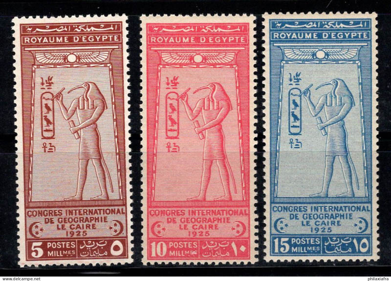 Égypte 1925 Mi. 94-96 Neuf ** 100% Congrès Du Caire, Dieu Thot - Unused Stamps