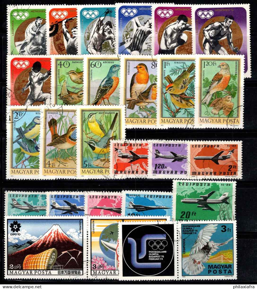 Hongrie 1970-77 Oblitéré 100% Poste Aérienne Médailles Olympiques, Oiseaux Chanteurs, Avions - Usati