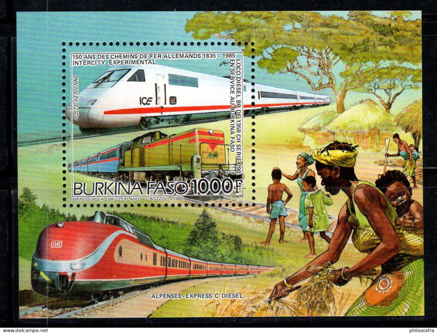 Burkina Faso 1986 Mi. Bl.120 A Bloc Feuillet 100% Neuf ** 1000 Fr,Trains - Burkina Faso (1984-...)