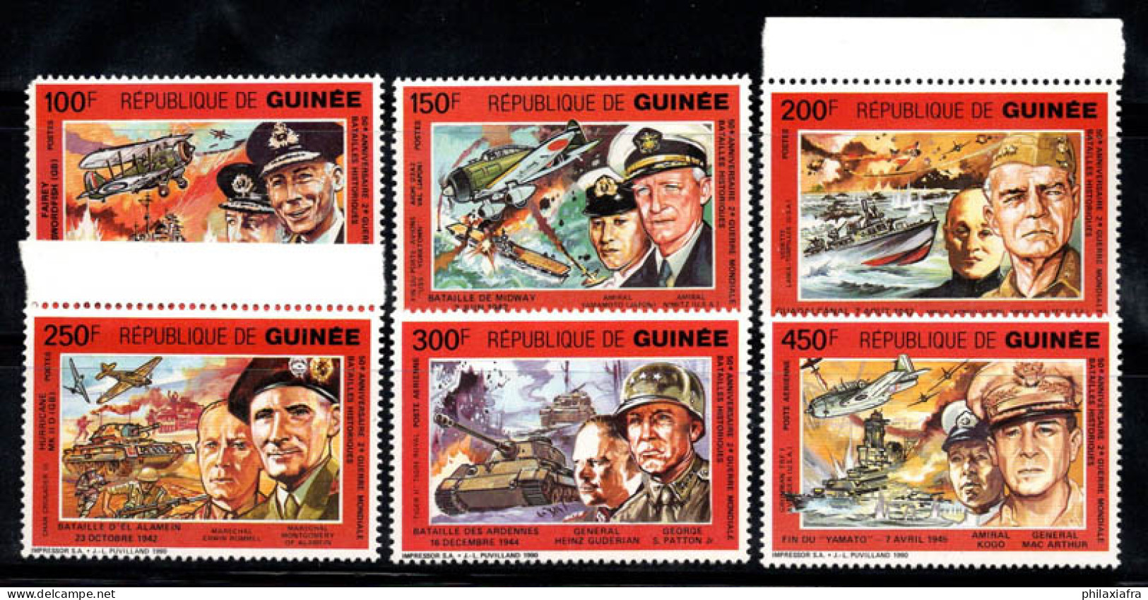 Guinée 1991 Mi. 1315-20 A Neuf ** 100% Seconde Guerre Mondiale - Guinea (1958-...)