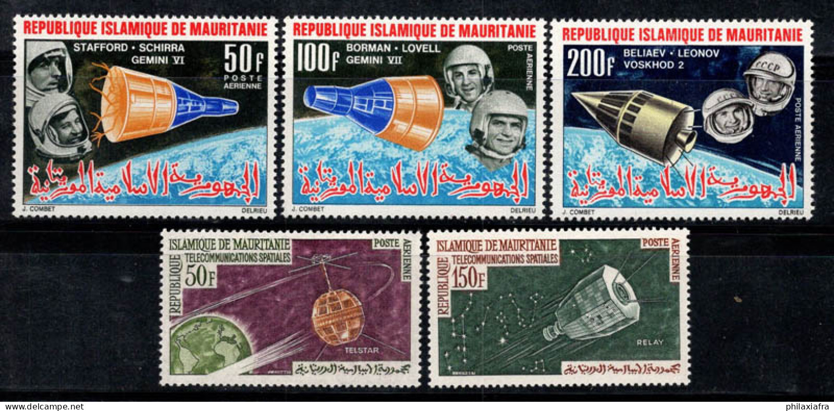 Mauritanie 1963-66 Mi. 217-18,270-72 Neuf ** 100% Poste Aérienne Satellites,Vols Spatiaux - Mauritanie (1960-...)