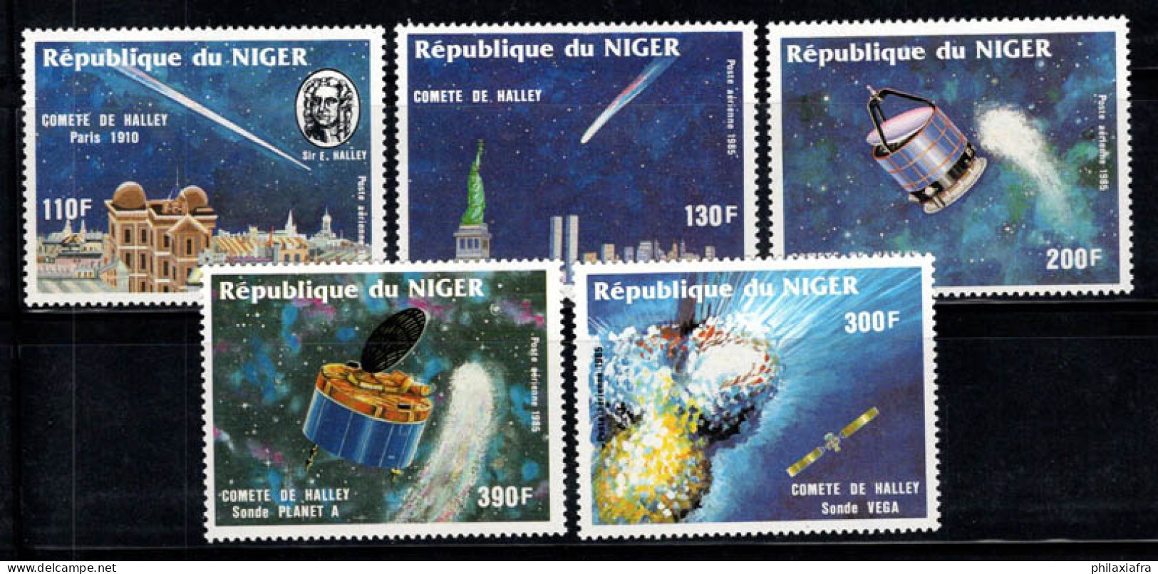 Niger 1985 Mi. 977-81 Neuf ** 100% Poste Aérienne La Comète De Halley Au-dessus De Paris - Niger (1960-...)