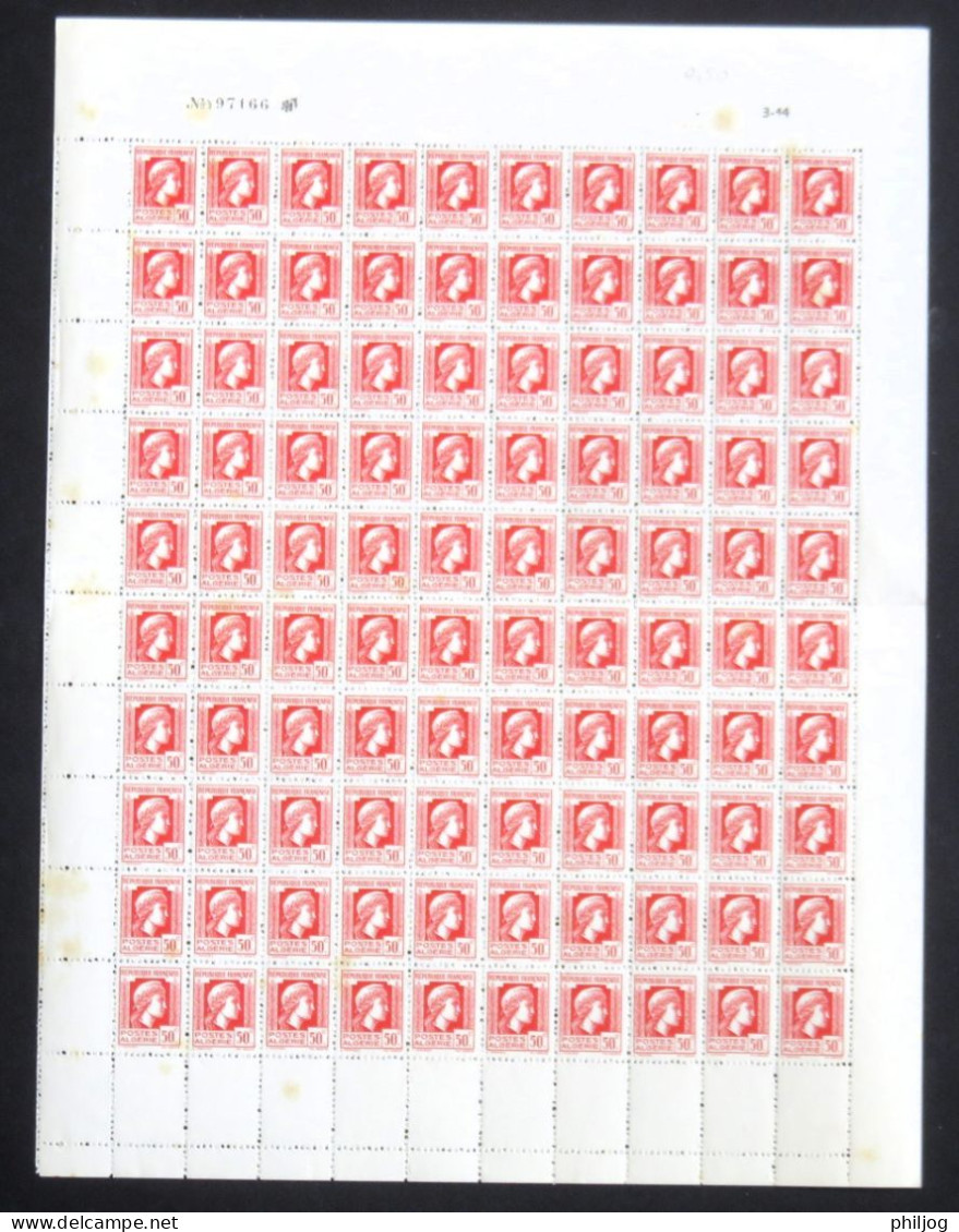 Algérie - Yvert 211 - Feuille Complète De 100 Timbres - Avec Coin Daté - Neuf SANS Charnière - Unused Stamps