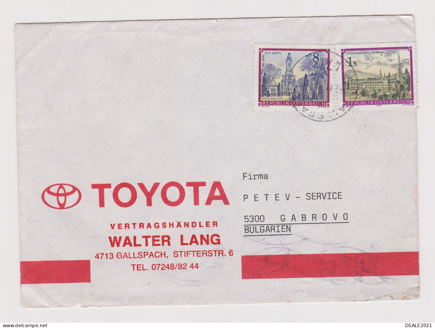 AUSTRIA Österreich 1980s TOYOTA Car Commerce Cover With 8S+1S Definitive Stamps Sent To Bulgaria (858) - Briefe U. Dokumente