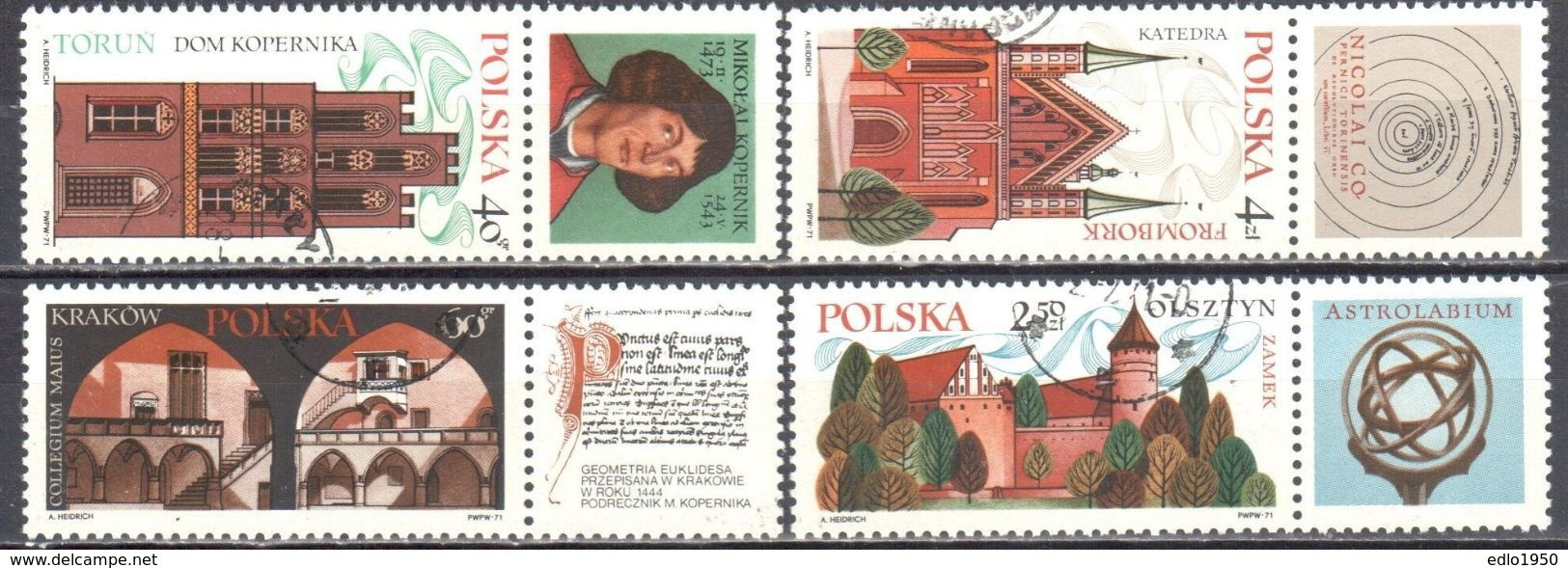 Poland 1971 - Nicolaus Copernicus - Mi 2088-91 - Used - Used Stamps