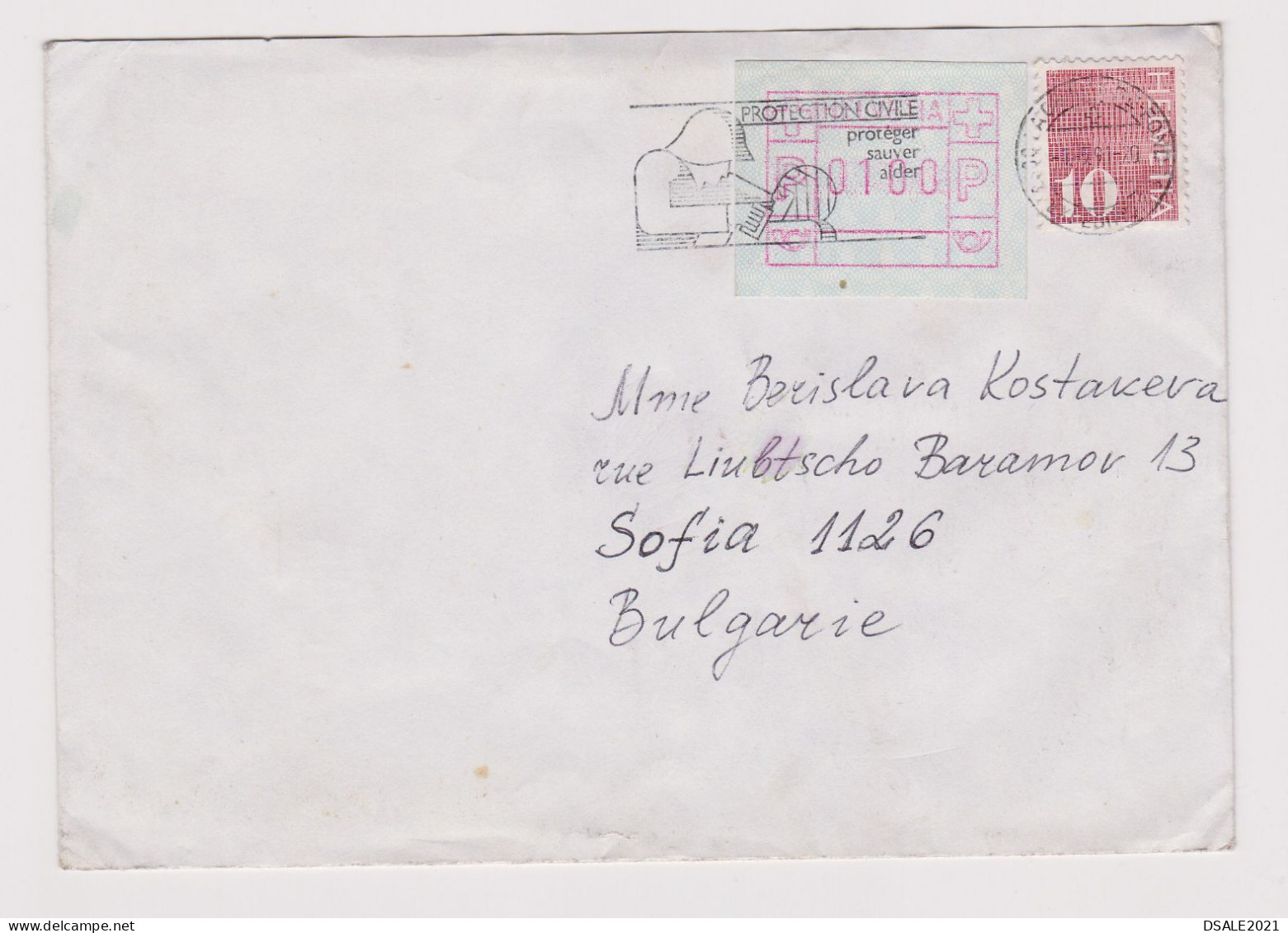 SWISS Switzerland 1990s Cover With ATM Frama Label Stamp (0100C) Sent Abroad To Bulgaria (848) - Automatenzegels