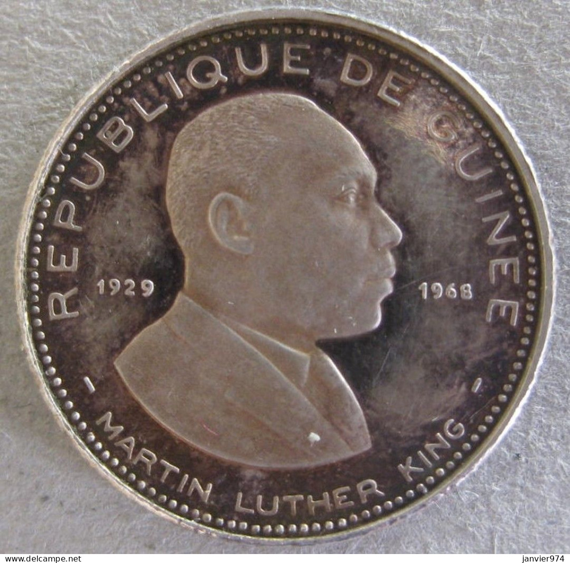 Guinée 100 Francs 1970 Martin Luther King , En Argent , KM# 9, SUP/XF, Rare - Guinée