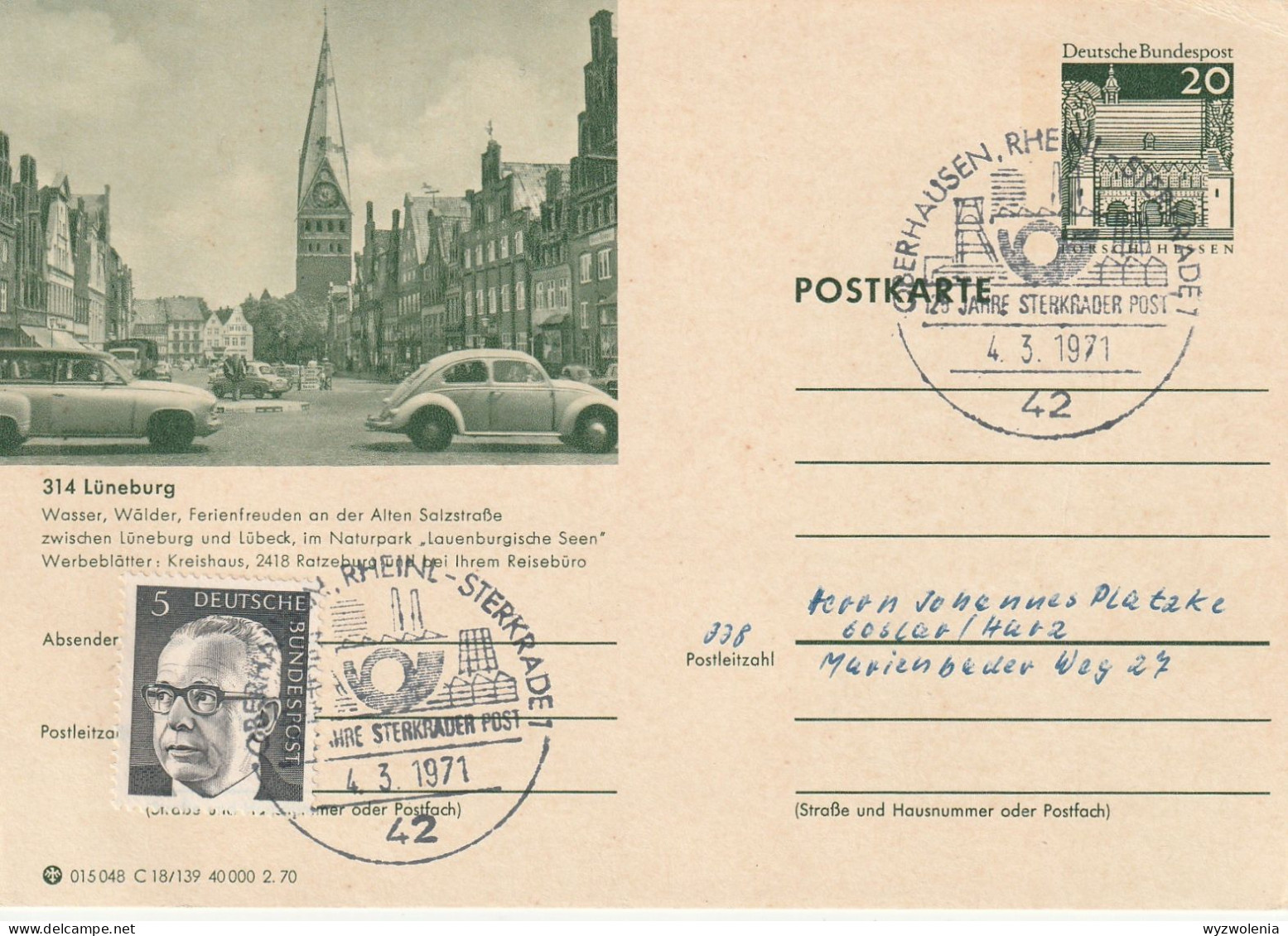 M 146) BRD 1970 BiPo Lüneburg, St. Johanniskirche - Illustrated Postcards - Used