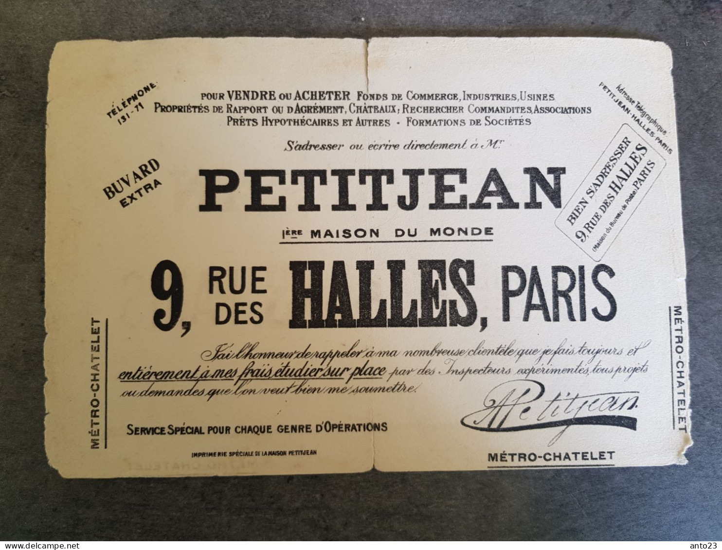 BUVARD RARE Petit Jean 9 Rue Des Halles Paris - Drogerie & Apotheke