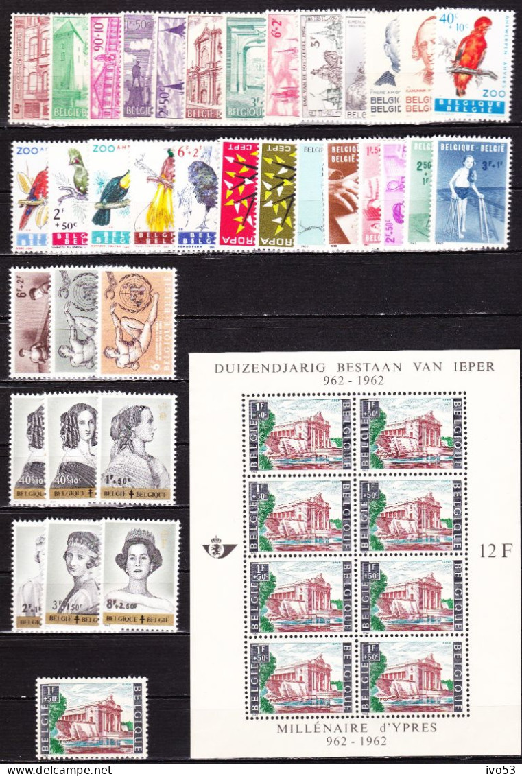 1962** Zonder Scharnier.Volledige Jaargang **(36 Zegels & 1 Blok).OBP 35,3 Euro. - Volledige Jaargang