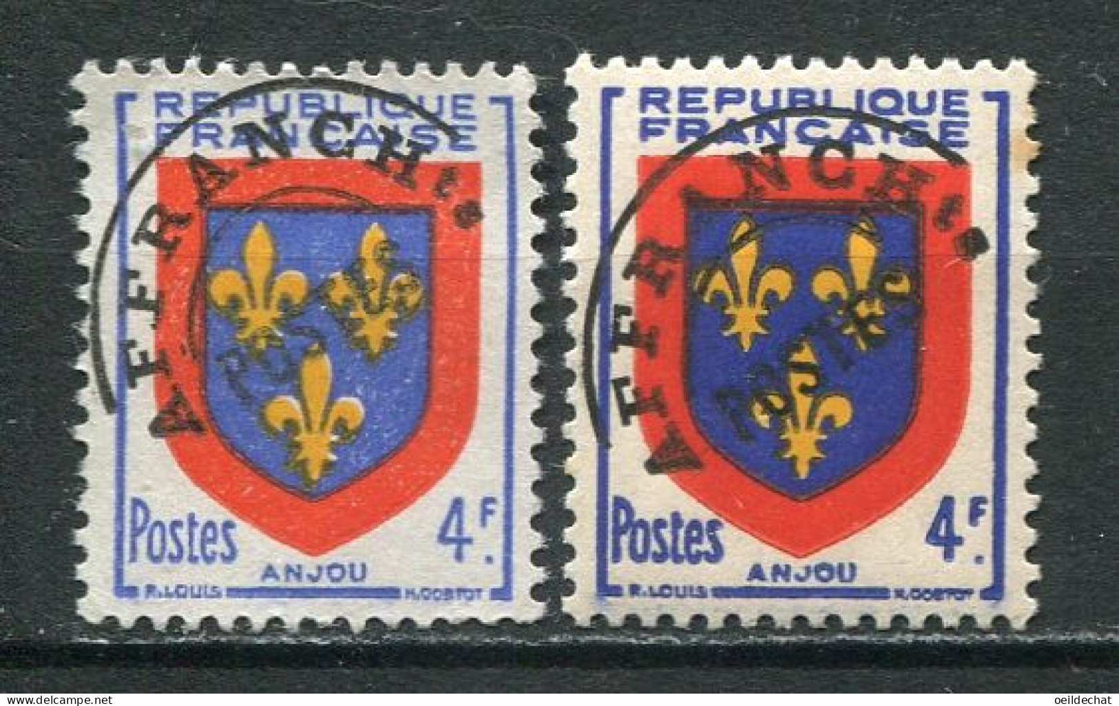 26363 FRANCE Préo. 105a° 4F Anjou Surcharge à Plat Fine + Normal 1949  TB - 1953-1960