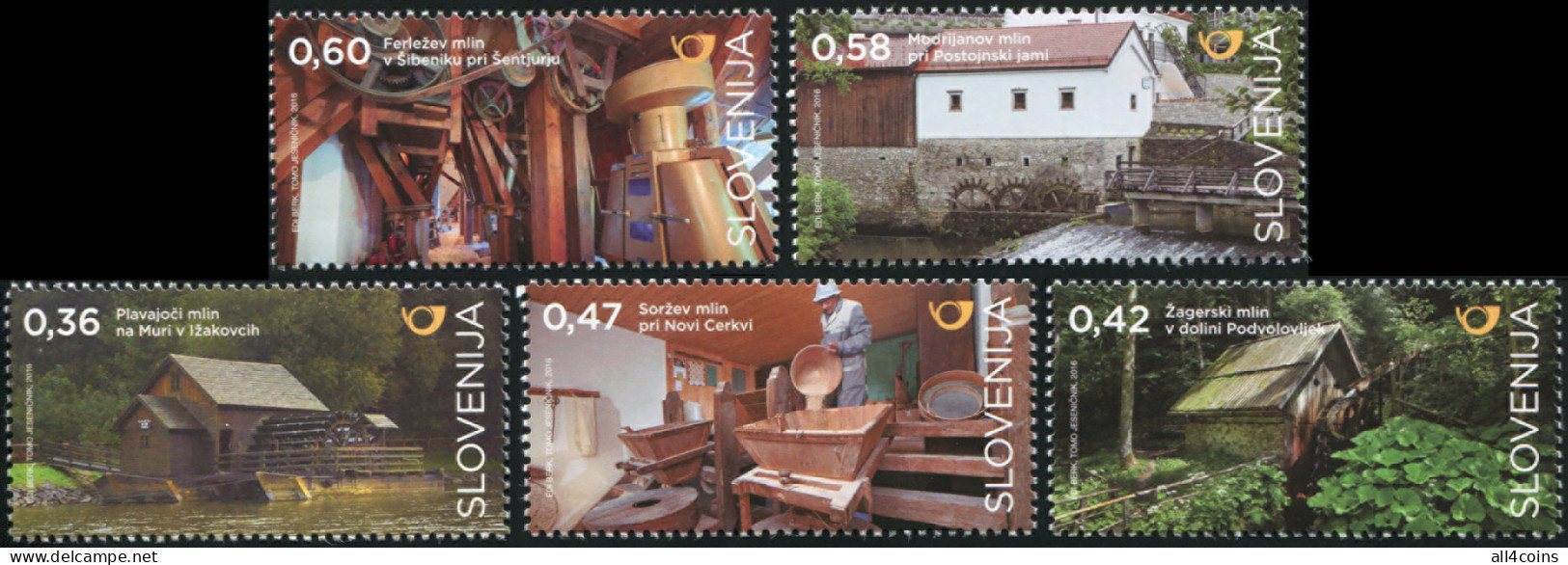 Slovenia 2016. Mills In Slovenia (MNH OG) Set Of 5 Stamps - Slowenien
