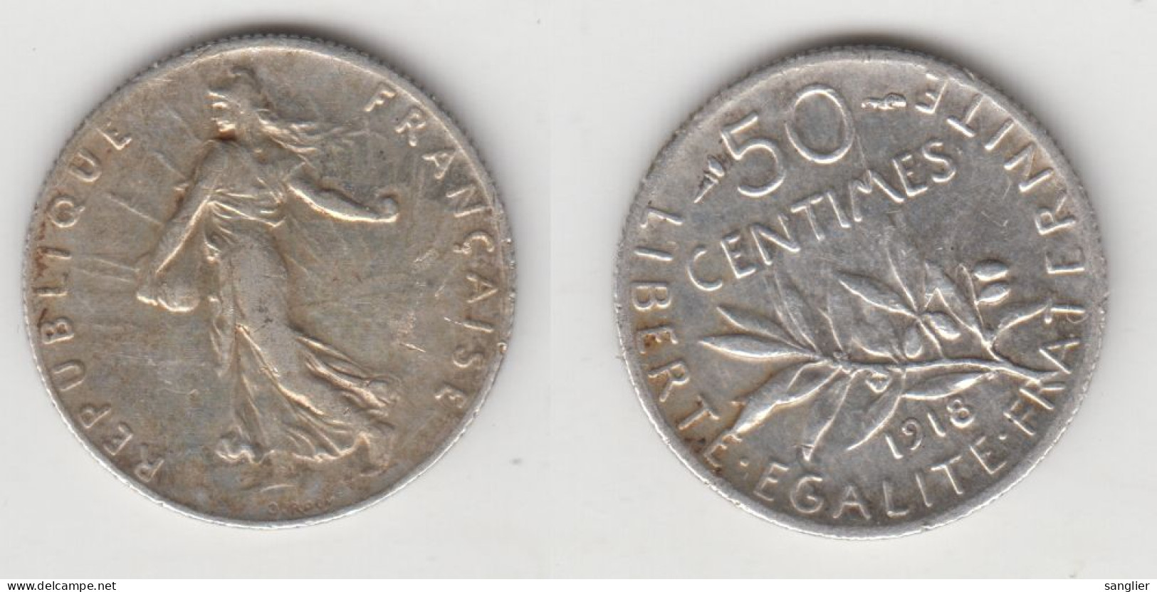 50 CENTIMES 1918 TYPE SEMEUSE (ARGENT) - 50 Centimes