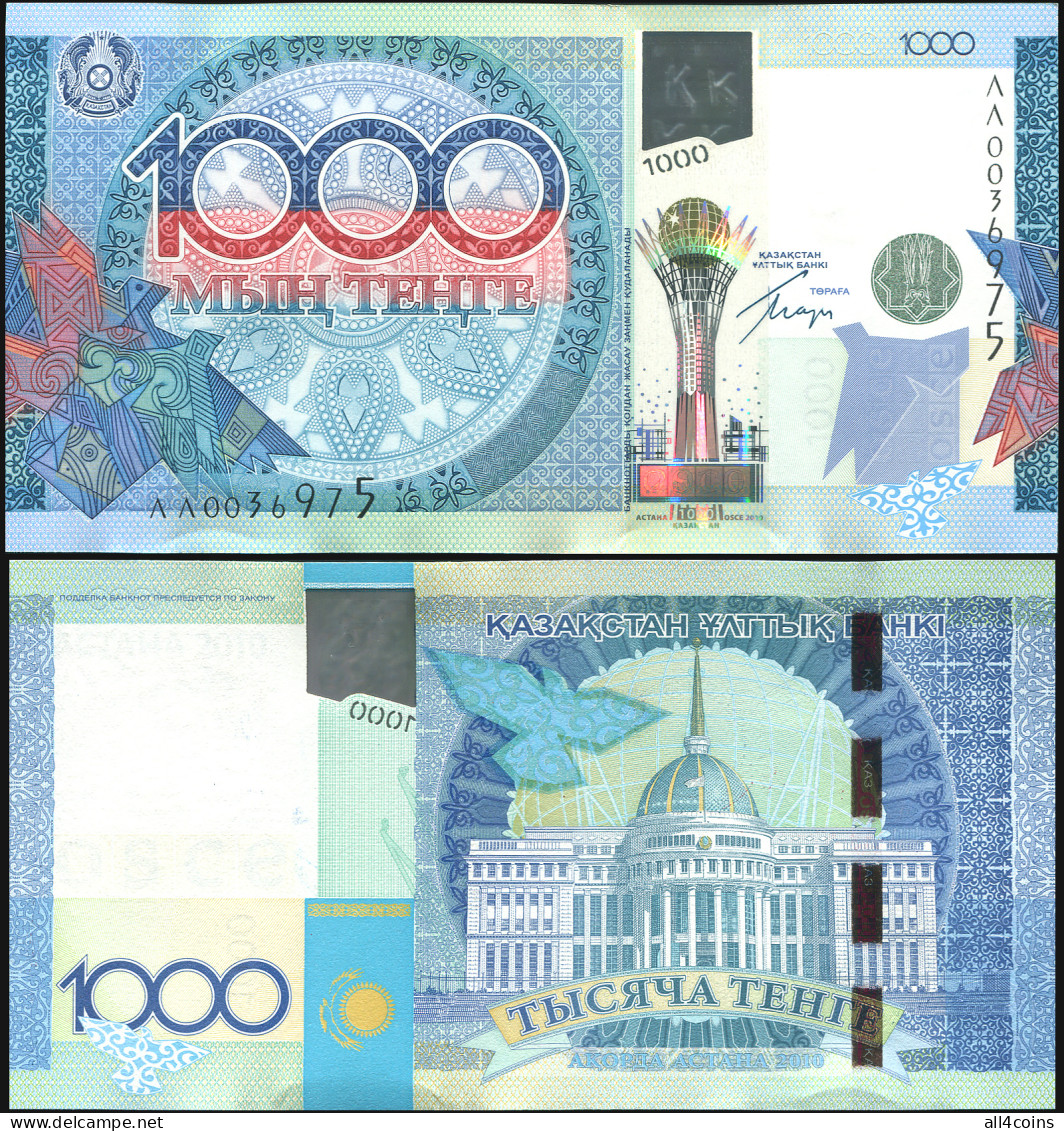 Kazakhstan 1000 Tenge. 2010 Hybrid Unc. Banknote Cat# P.NL - Kazakhstán
