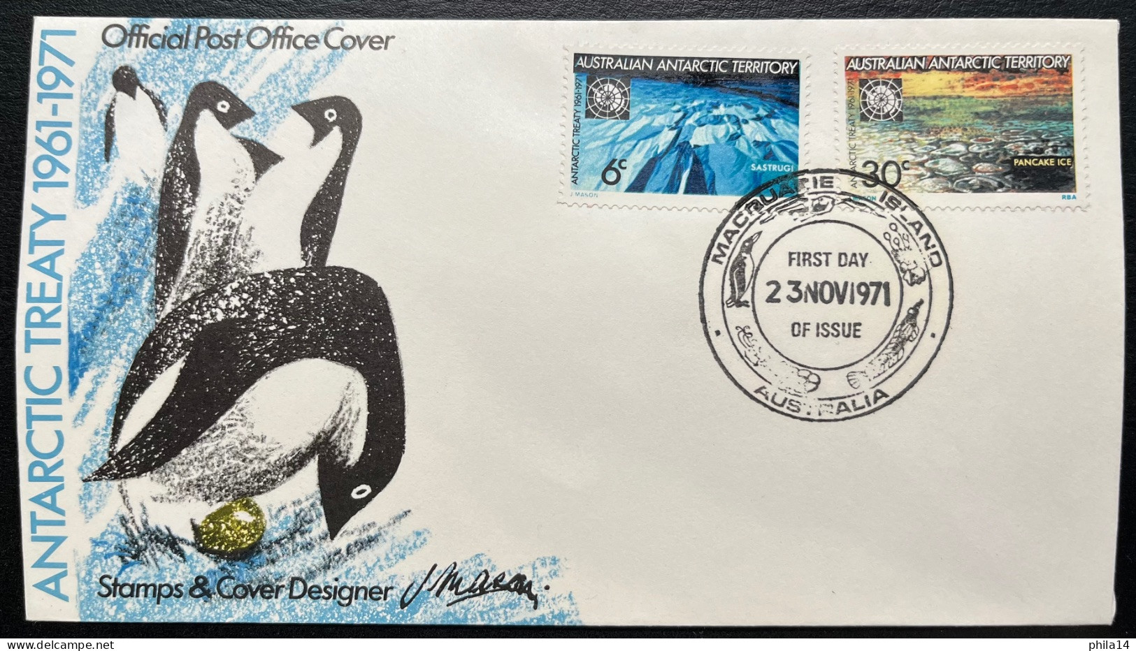 ENVELOPPE COVER AUSTRALIAN ANTARTIC TERRITORY FDC / 1971 / SASTRUGI & PANCAKE ICE - FDC